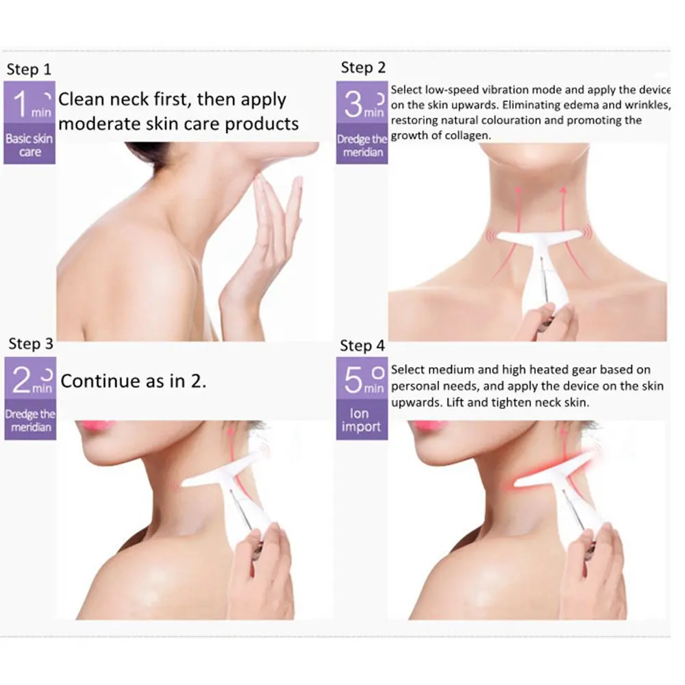 Magnetic Heat High Frequency Vibration Anti Aging Neck Massager for Face Neck Wrinkles Reducing & Skin Lifting USB chargeable