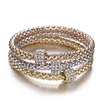 Factory Direct Sale Cheap Jewelry Gold Tone Popcorn Chain Layer Rhinestone Bangle Bracelet for Women