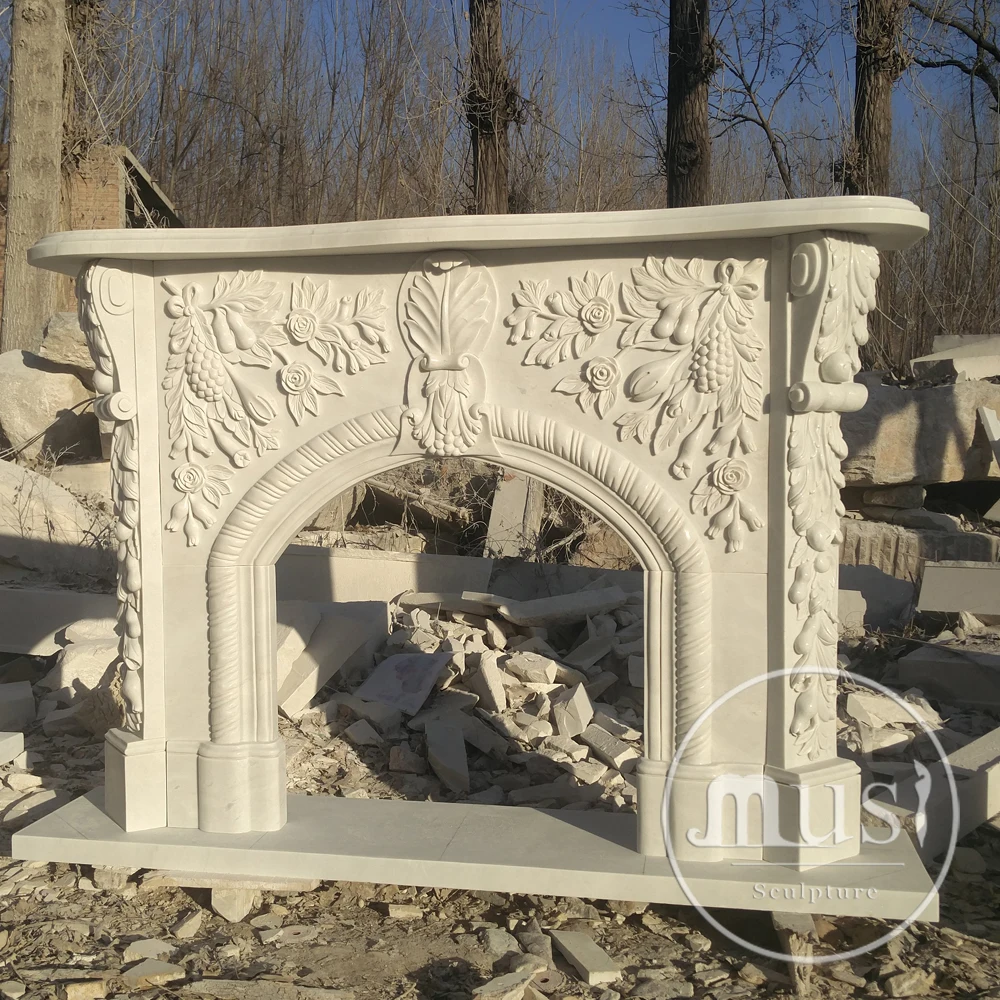 Antique Glamorous Marble Fireplace Mantel Surround Kits View