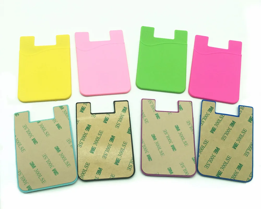 Custom Printed Logo Sticker Silicone Mobile Phone Card Holder Adhesive
