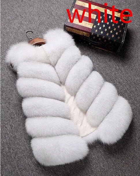 Winter new fashion black woman artificial fur coat vest