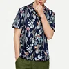 2018 OEM shirt fashion design pattern long sleeve blue cactus shirt 100% cotton custom for men