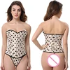2018 new bandage overbust girls sexy dot corset with G string