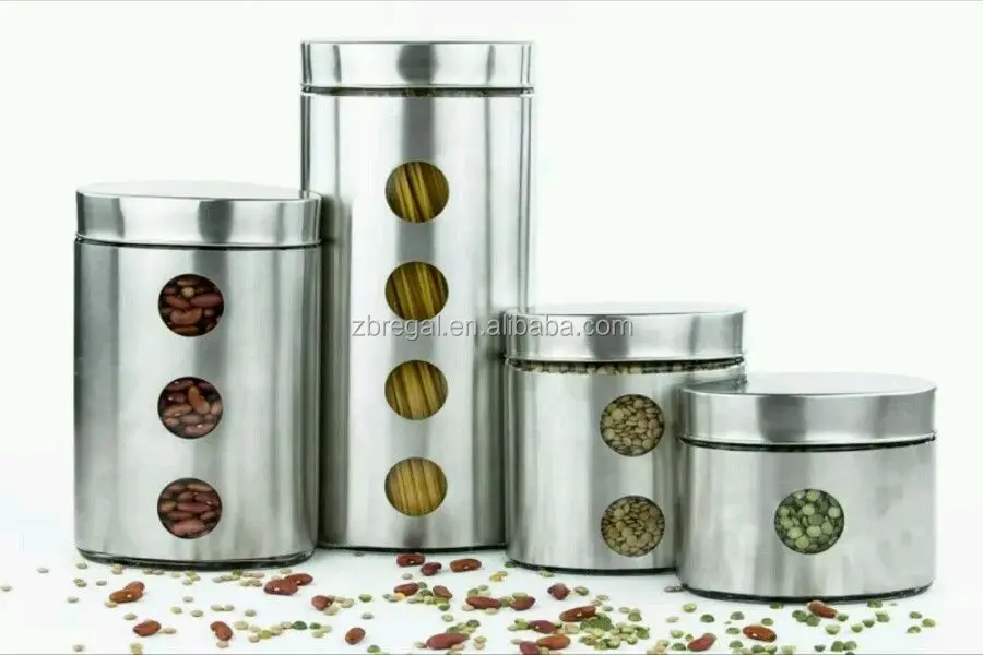 Stainless Steel Kitchen Canister Set Storage Containers Flour