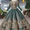 Jancember HTL239 green long evening dinner dress lady crystal sequins prom gowns long sleeve party evening dress