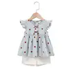 Children clothing sweet style cute fashion trend floral flying sleeve thin two-piece girls set