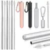 eco-friendly telescopic stainless steel straw for drinking beer and coffee with case and brush