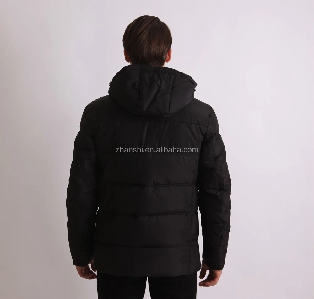 black bubble coat with hood