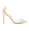 Women Transparent Pointed Toe Crystal Slip On Stiletto High Heel Pump Luxury Dress Shoes
