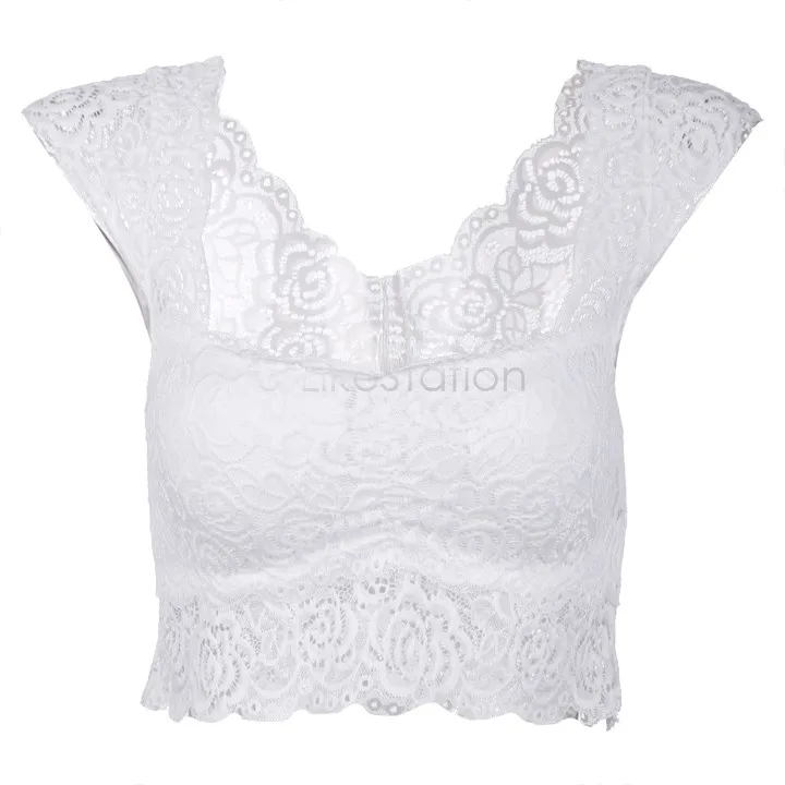 white lace vest top