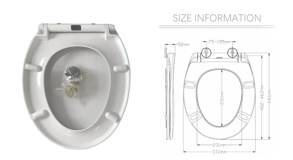Soft Close Hinge Uf Toilet Seat One Button Quick Release Round Shape
