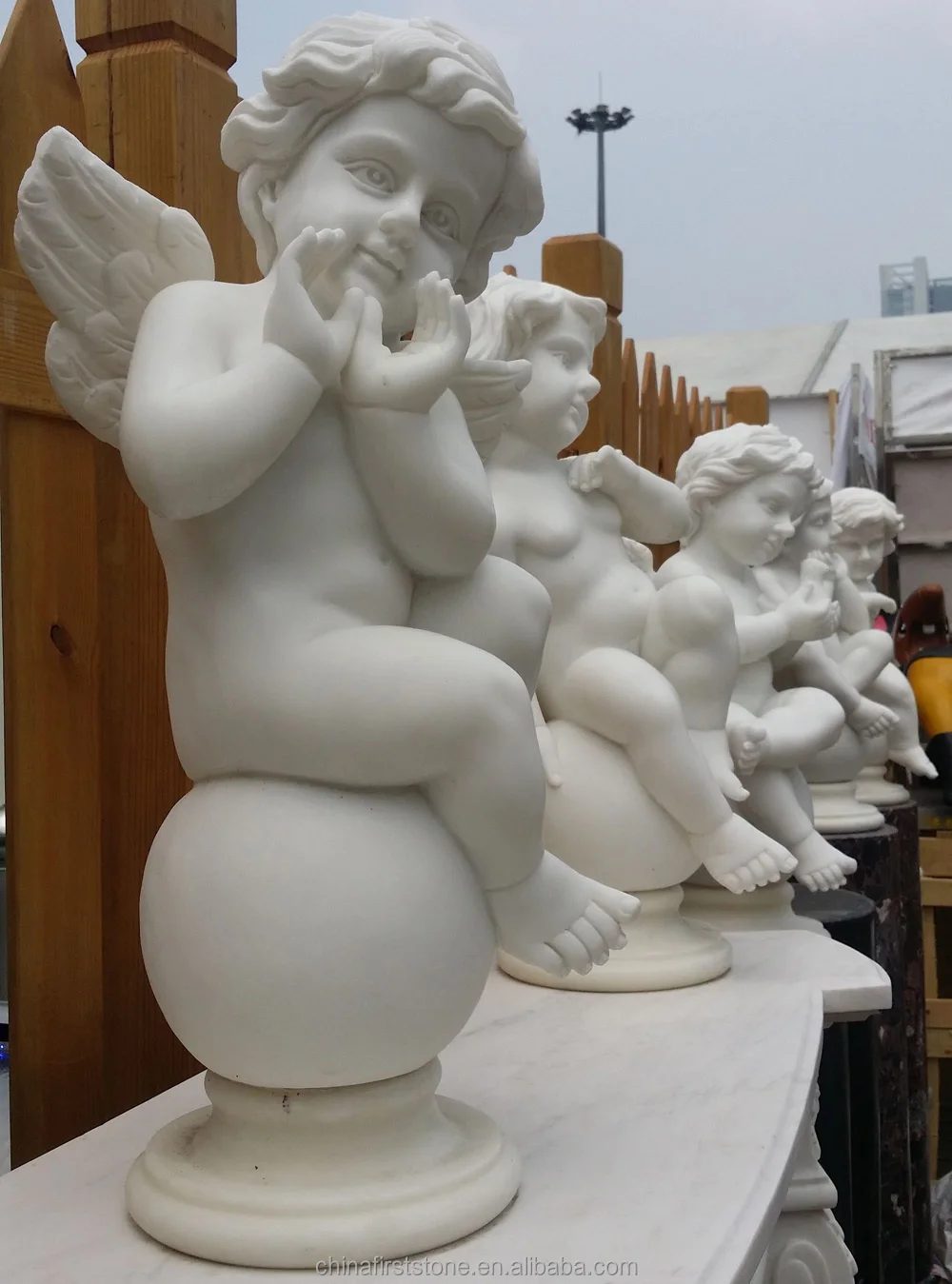 First Stone - MGP249 White Marble Statue of Life-size Angel Scupture ...