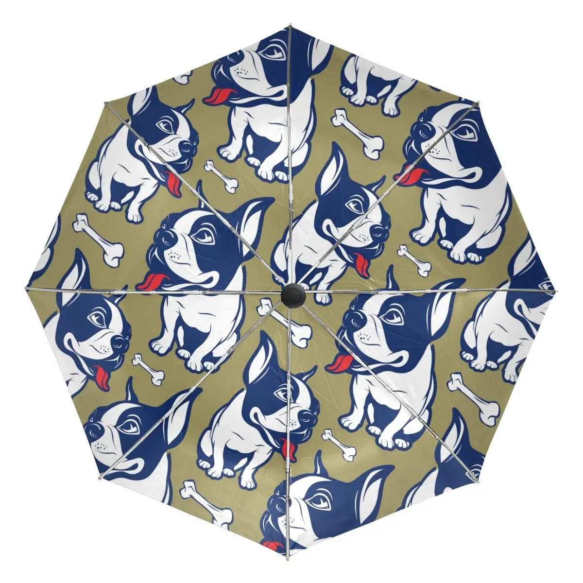 MAPOLO Cute Pug Dog Puppy Snout Eyes Print Windproof Rain Travel Canopy 3 Folds Auto Open Close Button Umbrella