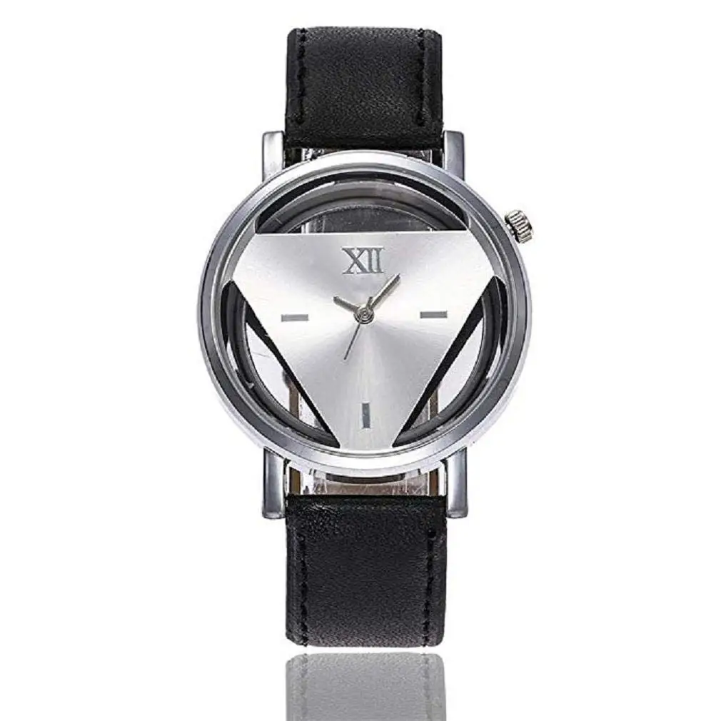 Womens Quartz Watches, Windoson Ladies Casual Triangular Pattern Leather Strap Elegant Quartz Wrist Watch Teens Fashion Alloy Analog Watches, Women Watches Clearance (B)