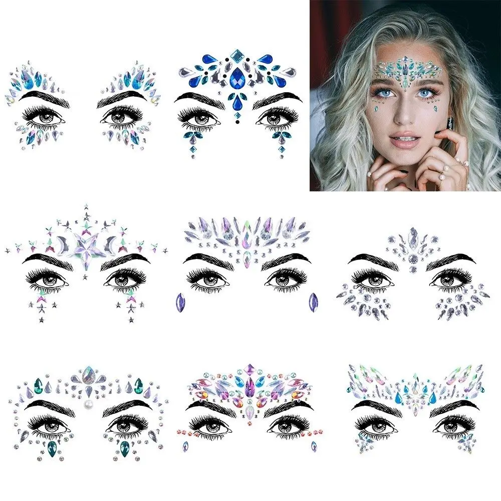 2019 hot selling Body Tattoo Self Adhesive Face Crystal Jewels And Crystal Eye Sticker