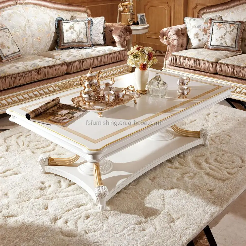Yb62 Elegant White & Gold Living Room Sofa Set,Luxury Gold Painted