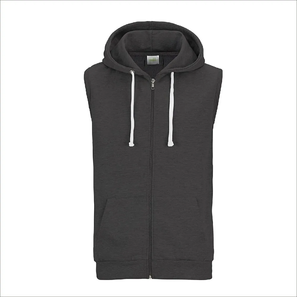 Hood Drawstring Kangaroo Pocket Lightweight Fabric Slim Fit Sleeveless