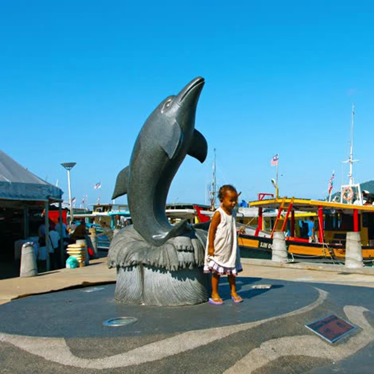 Taman modern  kerajinan logam patung  dolphin patung  untuk 