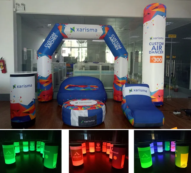 Manufacture LED lighting advertising inflatable event table, air sealed LED lighting bar counter desk table//