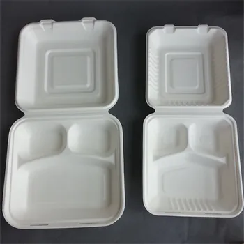 Disposable Custom Clam Shell Three Compartment Compostable Container ...