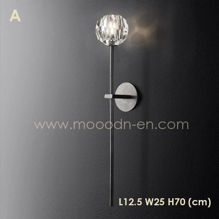 Modern Design Brass wall mounted bathroom Crystal Glass Wall lamp