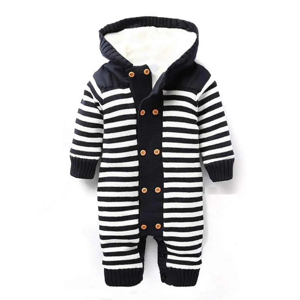 Wennikids Infant Newborn Baby Romper Long Sleeve Sweater Knitted Bubble Romper