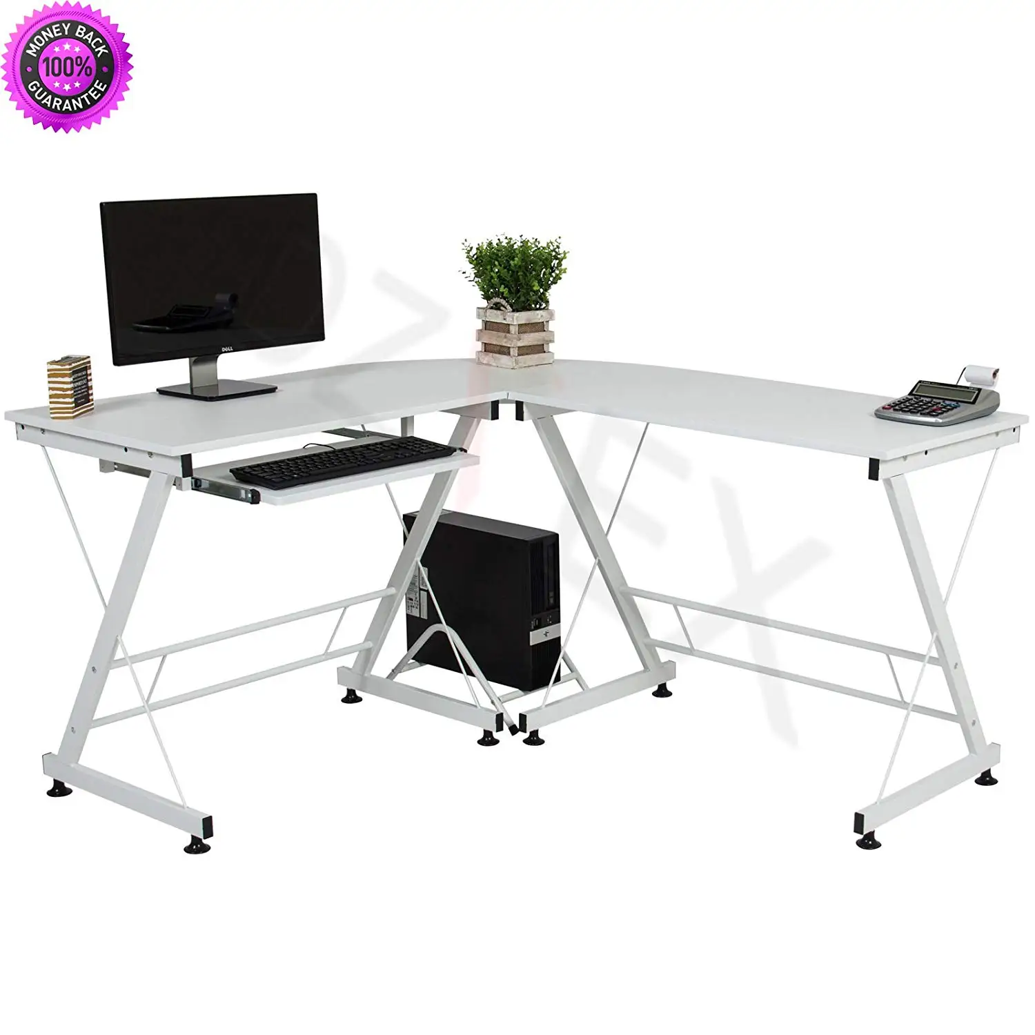 DzVeX_Wood L-Shape Corner Computer Desk PC Laptop Table Workstation Home Office -White And home office furniture collections modular home office furniture office furniture office furniture
