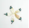 Necklace Factory Rhinestone Micro Pave Natural Turquoise Feather Shape Shell Pendant Jewelry