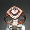 Newest Design Peach Pink Morganite and Diamond Wedding Band Ring in 18k Rose Gold Jewelry