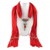 NS-046 Hot Sale Fox Pendant Jewelry New Design Beaded China Made Polyester Womens Charm Tassel Scarf Necklace For Wholesale