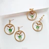 2018 Spring new cute ear clip creative forest emerald green flower earrings for girls