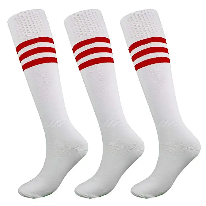 自定义标志纯色 100% 尼龙软运动男士白色足球袜