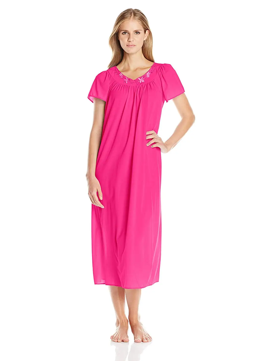 Buy Miss Elaine Tricot Long Flutter Sleeve Nightgown In Spring Garden ...