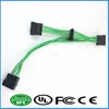 High Quality Green Braided PCI-e SATA 15Pin *3 Molex to 4Pin Power Extension Cable for Computer