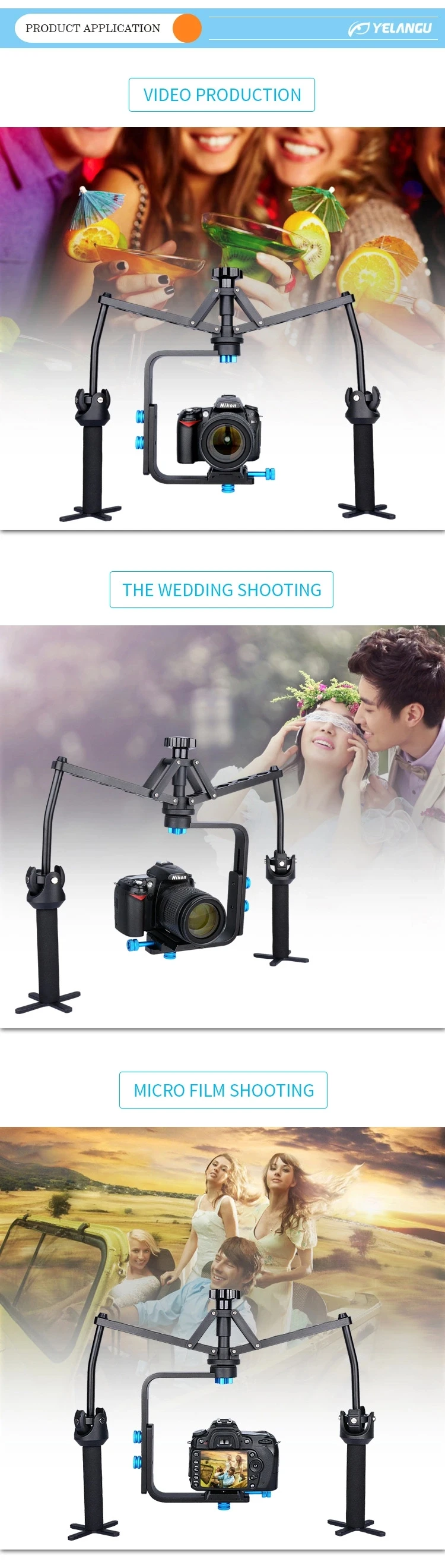 JingYing cheap dual handle video camera spider stabilizer for camera