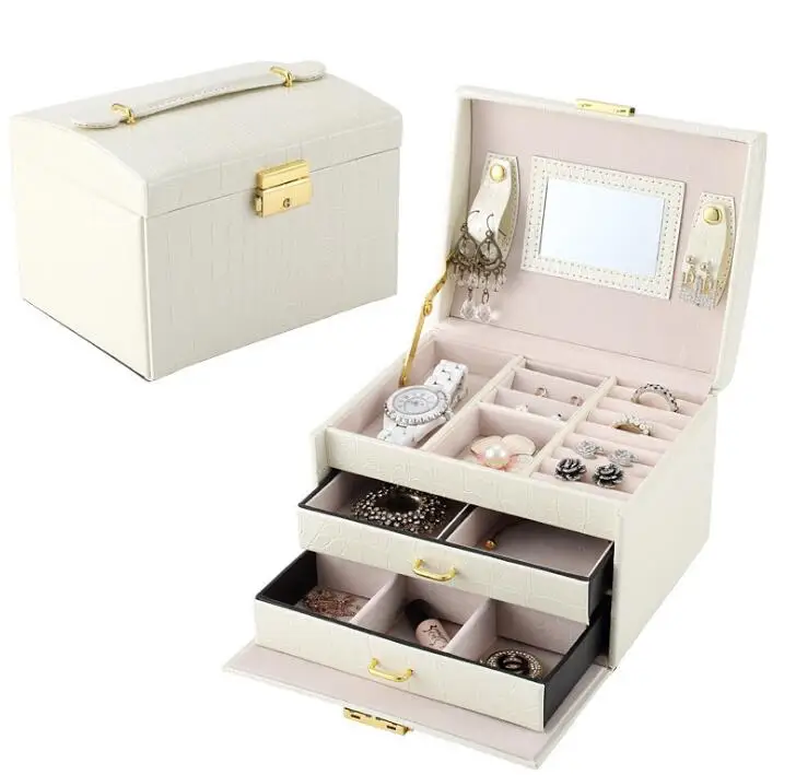 Women Jewelry Storage Organizer Drawers Box Travel Makeup Cosmetic