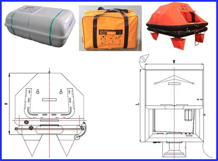 Iso96501 Approved 12 Persons Throwover Inflatable Life Raft For Yacht