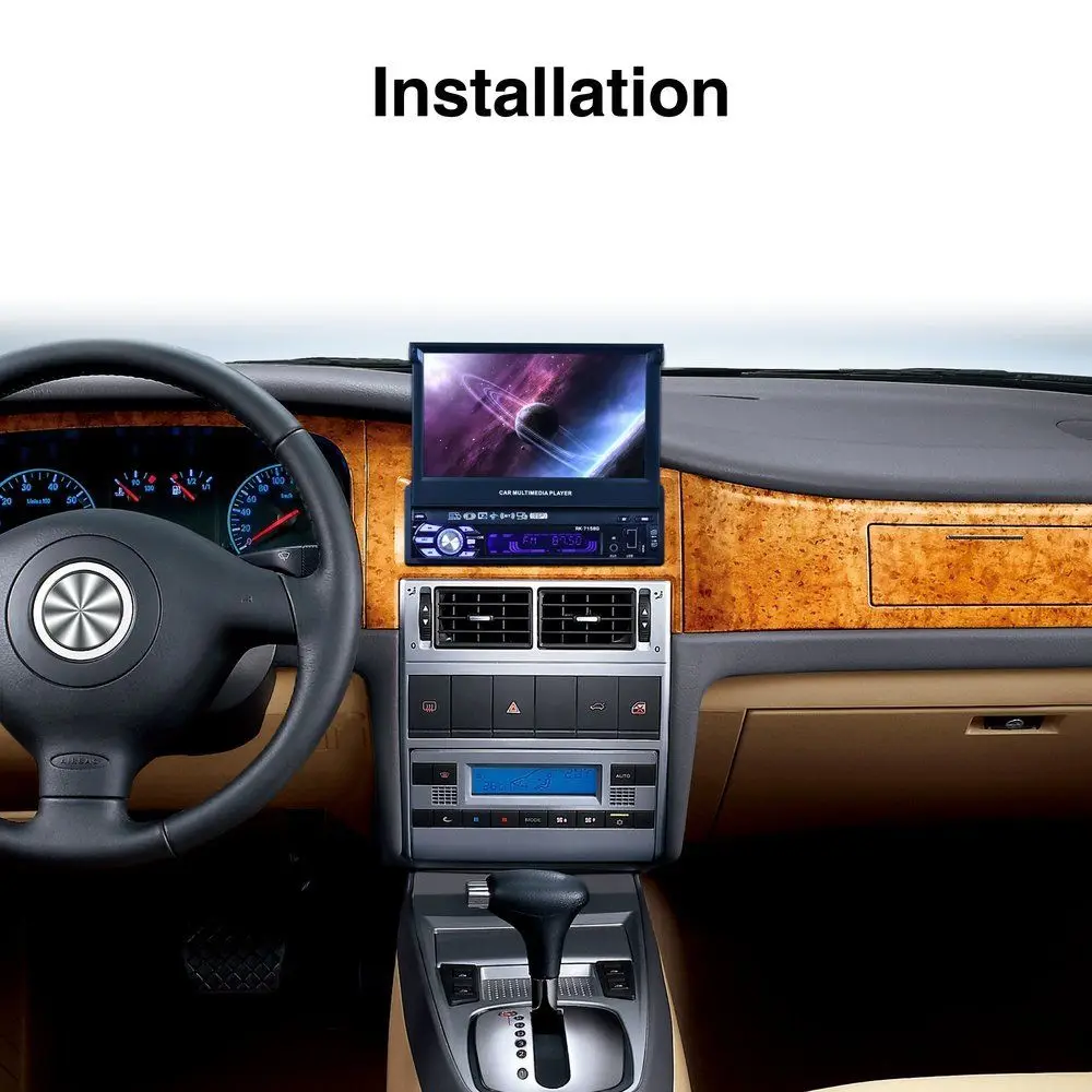 (EU Stock) Podofo Autoradio 1 Din Radio Car 7" HD Retractable Touch Screen BT SD FM USB Car MP5 Player   12LED Rear View Cam
