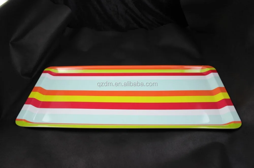Stripe Print Melamine Rectangle Tray Plastic Funit Tray