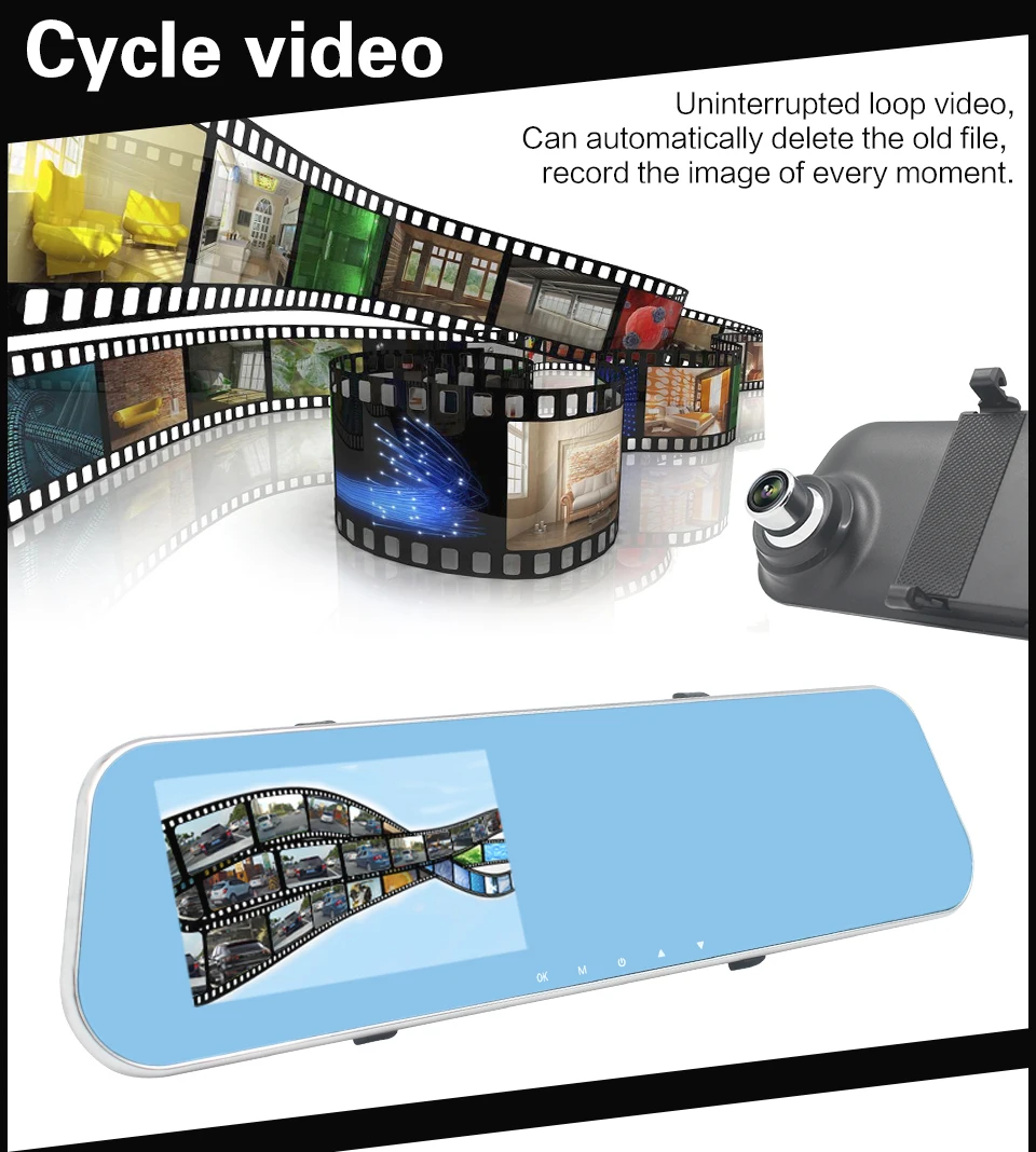 9075 Double lens 1080P Starlight Night Vision Car Camera