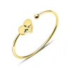 Good Quality Electrocardiogram Stamped Engrave on Heart Open Cuff BangleTitanium Steel Adjustable Size Bracelet Bangle