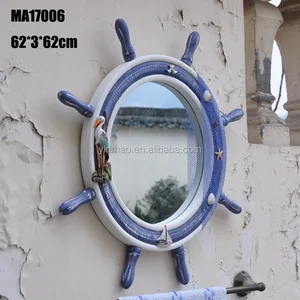 Nautical Wooden Ship Steering Wheel Mirrors 62x62xcm Wall Mirror Nautical Wooden Ship Steering Wheel Mirrors 62x62xcm Wall Mirror