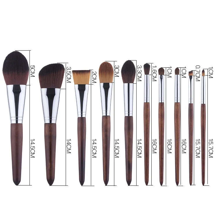 New Products Wholesale Beauty Makeup Brush Wood Handle Equipment Accessories 10 Pcs Make Up Brush Set