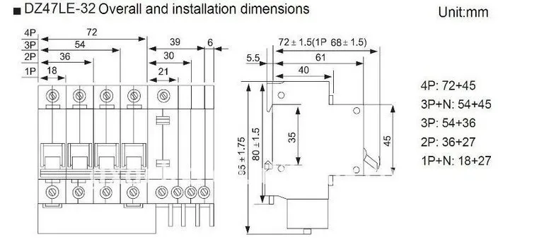 Transparent Dz47le 2p 40a 230v~ 50hz/60hz Residual Current Circuit ...