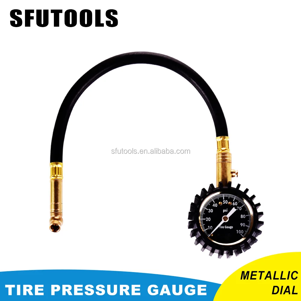 Sfutools Tire Pressure Gauge,Heavy Duty Best For Car & Motorcycle 0100 Psi With Hose Tire