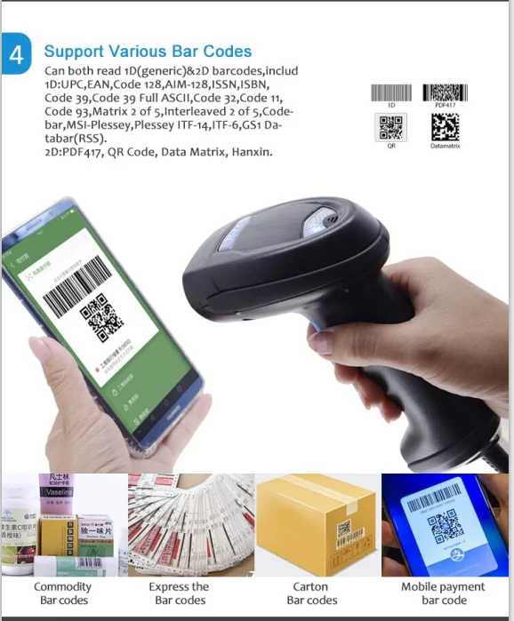 Portable Handheld 2d Code Reader With Holder For Pos System - Buy 2d ...