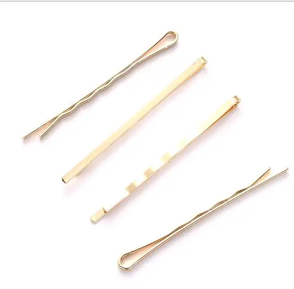 H36153 10pc One Set Girls Simple Metal 1 Shaped Gold And Silver Bobby