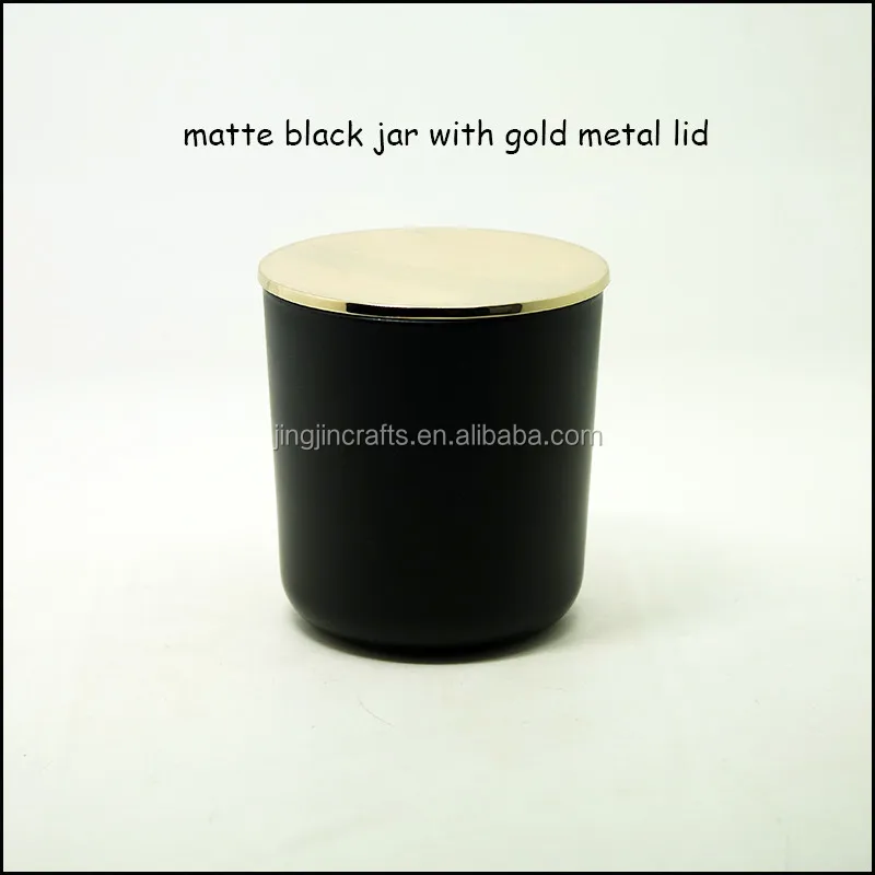 8oz Matte Black Glass Candle Jars With Black Silver Gold Rose Gold ...