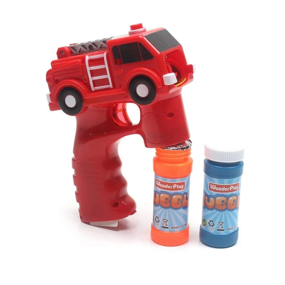 Light Up Fire Truck Bubble Blaster Shooter Gun Bubble Machine Gun Led