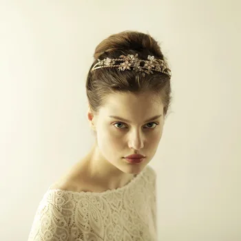 Wedding Bridal Party Pearl Diamante Love Flower Tiara Women Wedding Bridal Party Pearl Diamante Love Flower Tiara Women Headband Head Hair Bands Headwear Accessories